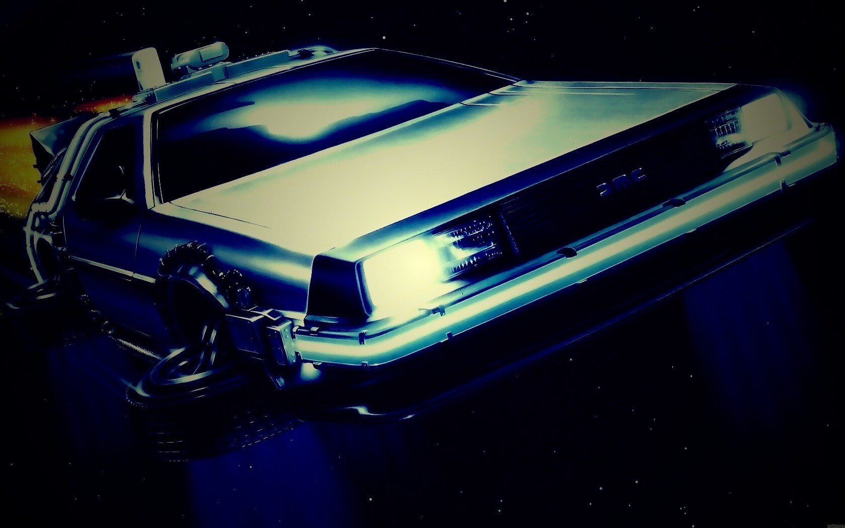 Летающий Делореан обои