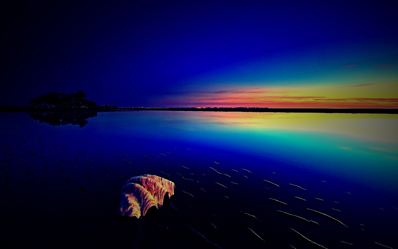 Закат на берегу моря обои