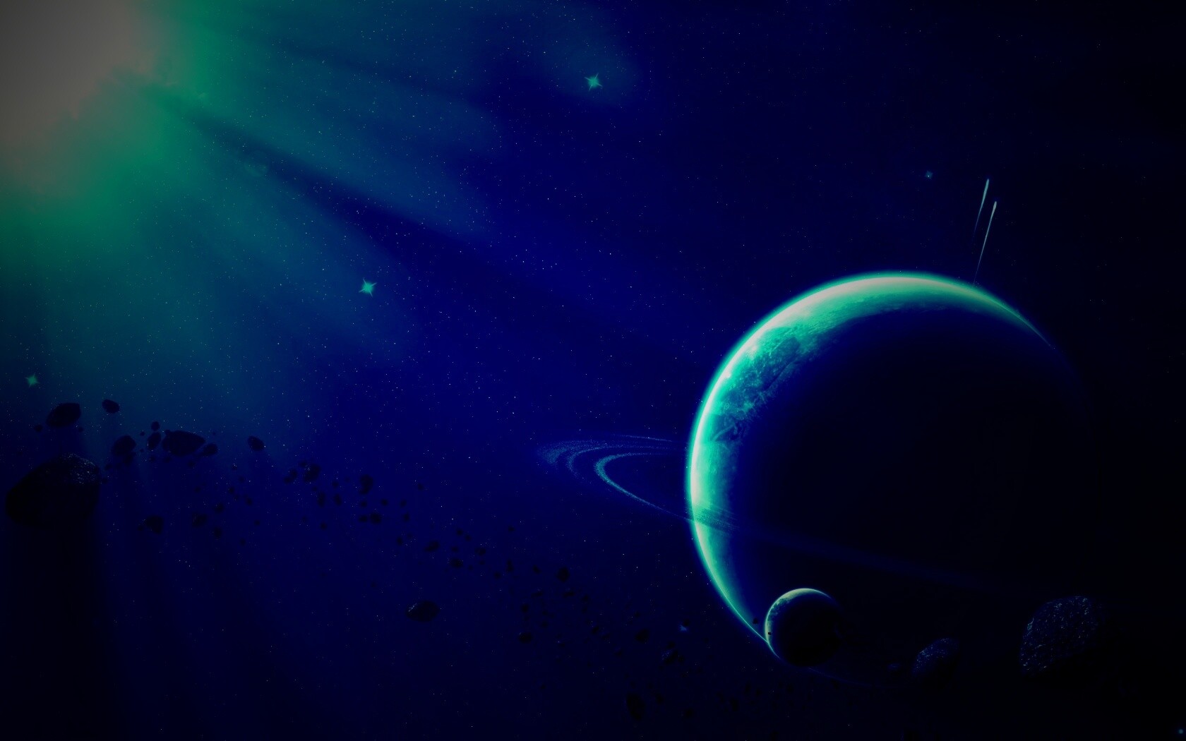 Пояс астероидов вблизи планеты обои