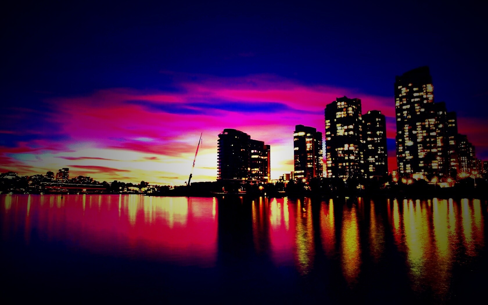 Фиолетовый закат в Ванкувере обои