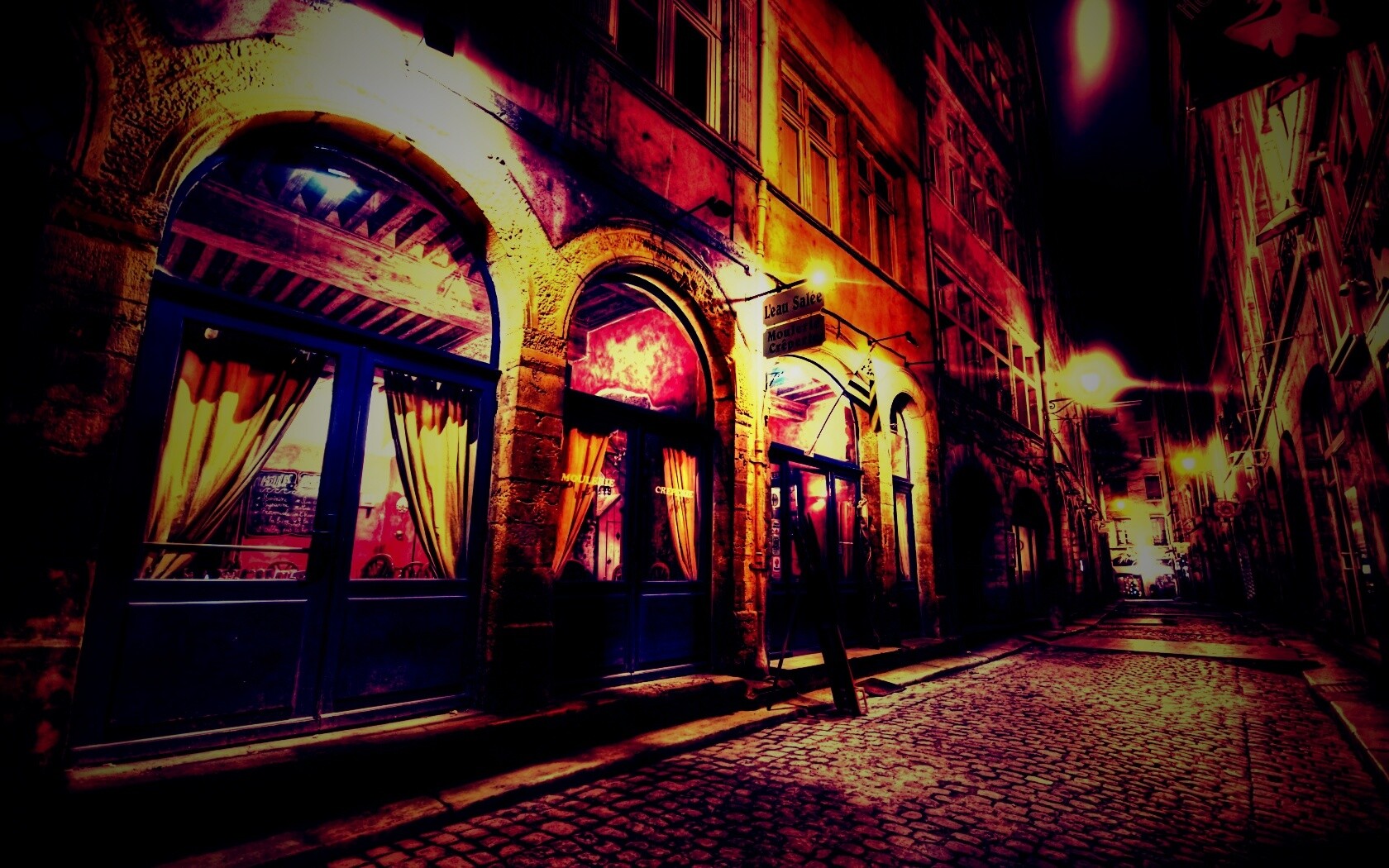 Ночная улочка обои