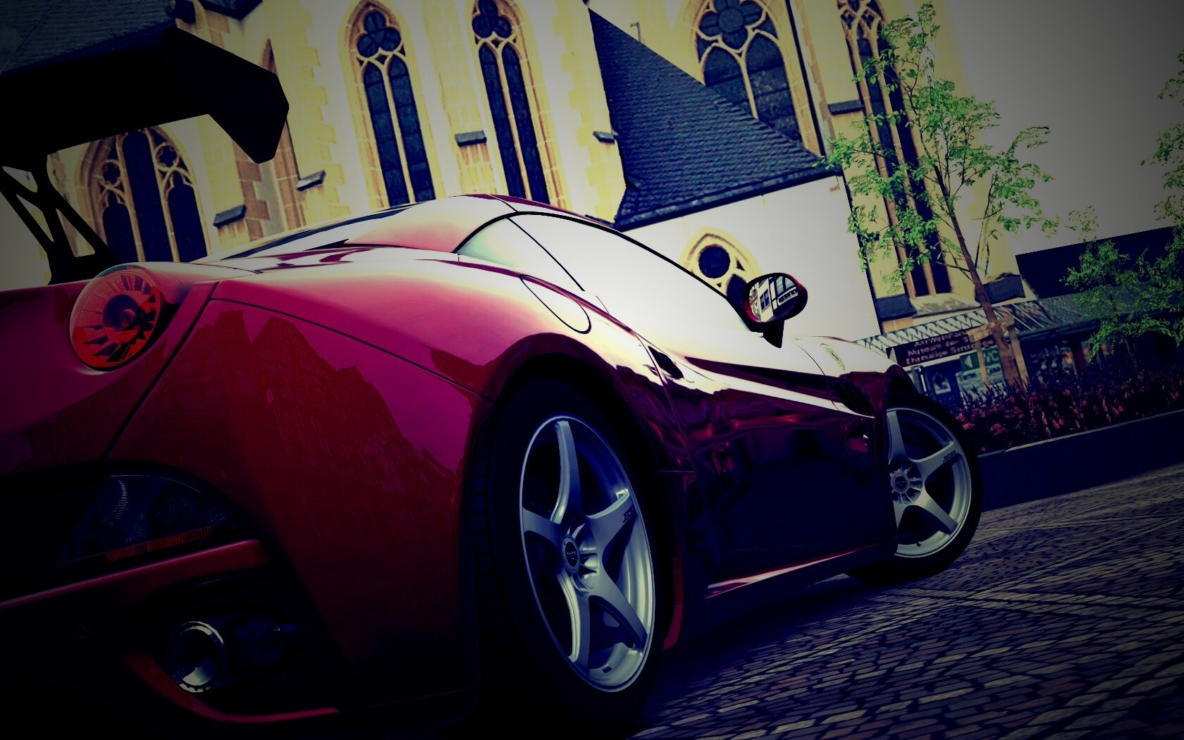 Ferrari на мостовой обои