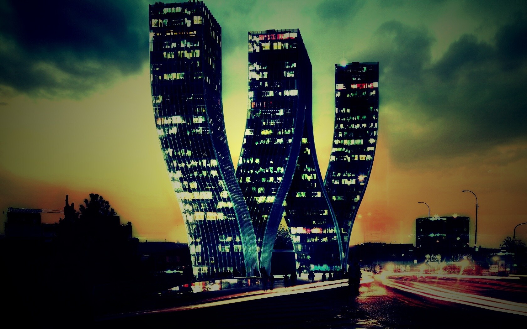 Здание в форме буквы W обои