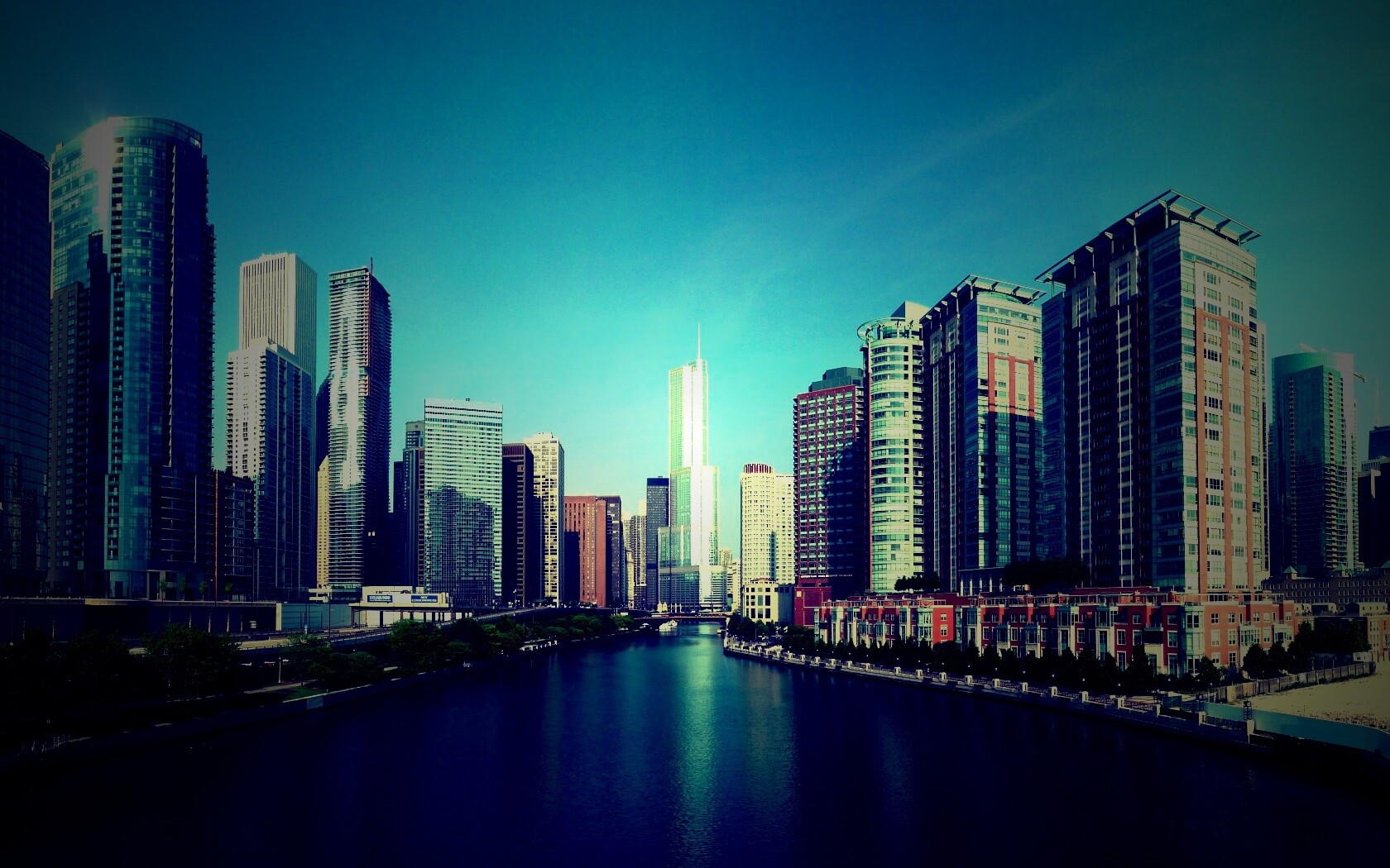 Вид на Чикаго обои