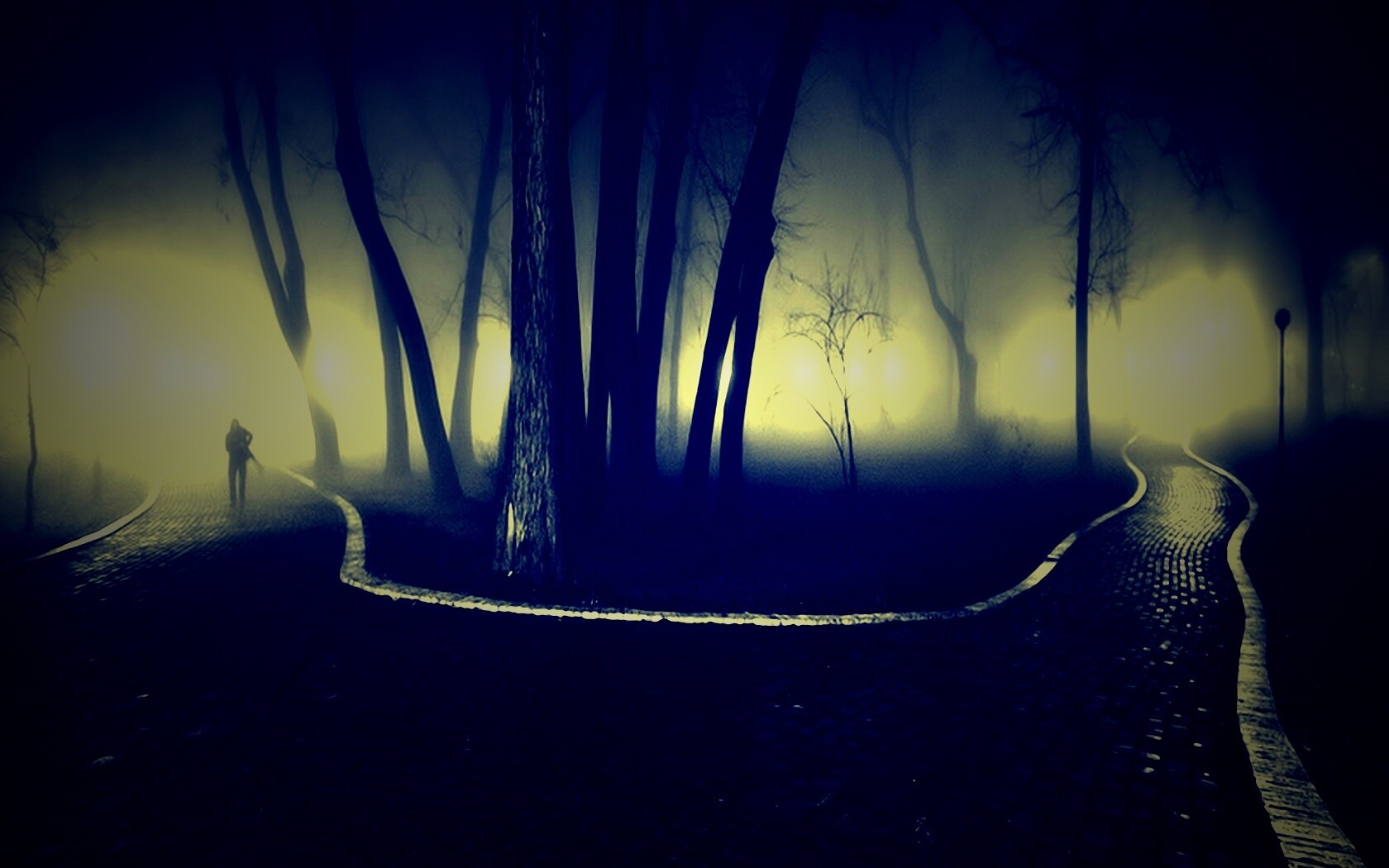 Пустынный лабиринт парковых дорожек обои