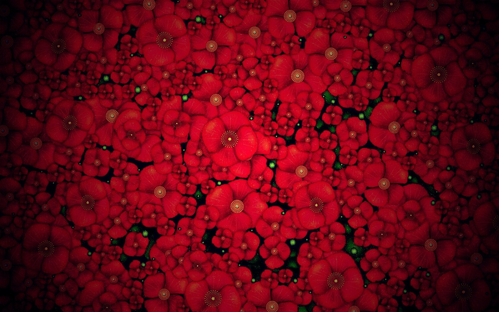 Рисунко с красными цветами обои