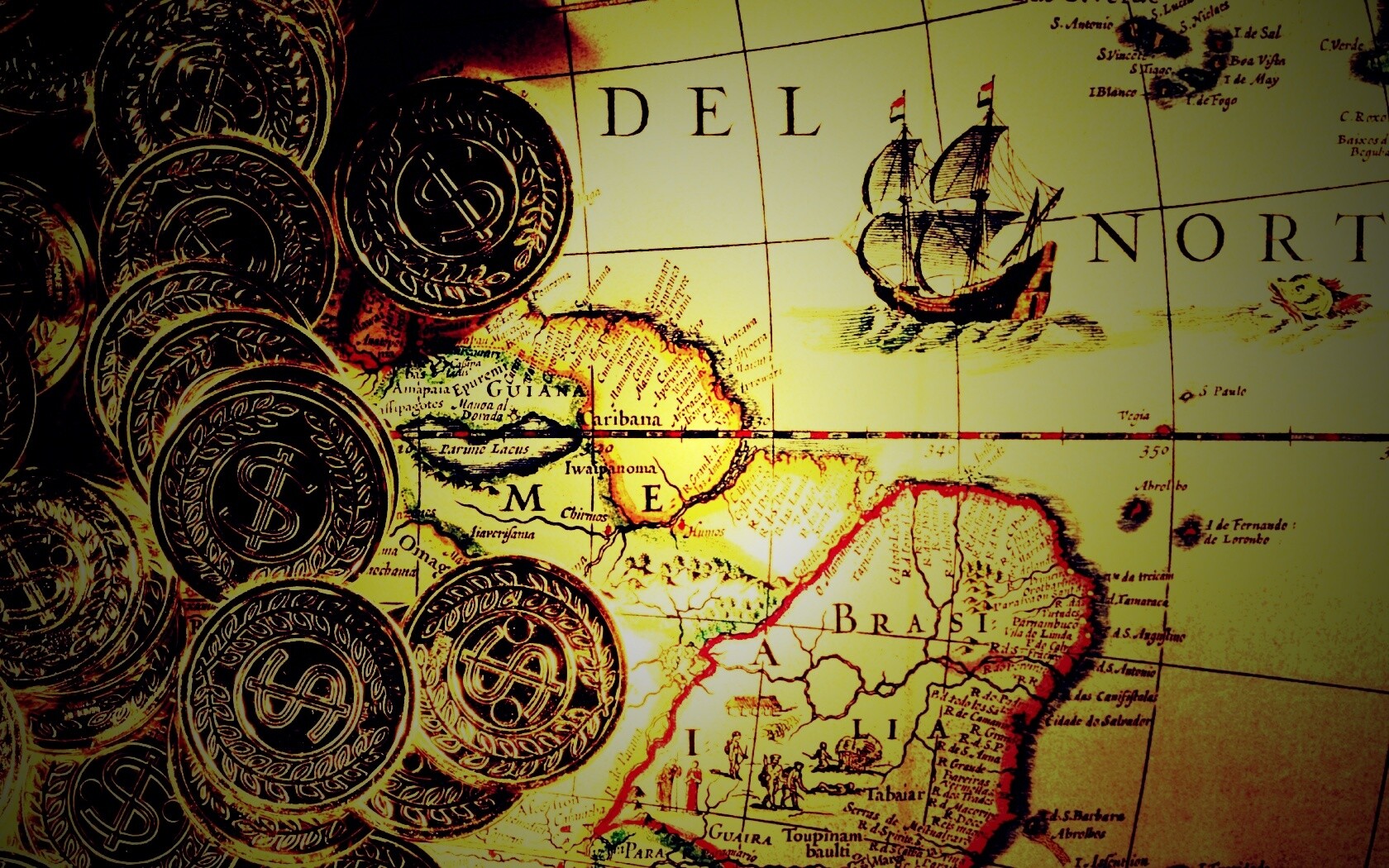 Деньги и карта сокровищ обои