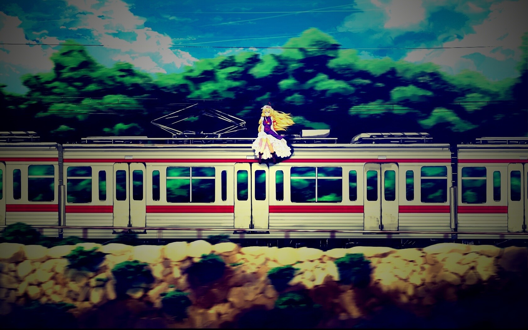 Девушка на крыше поезда обои