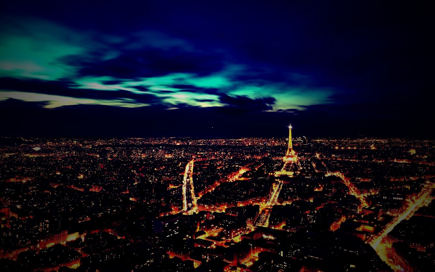 Вид на ночной Париж обои