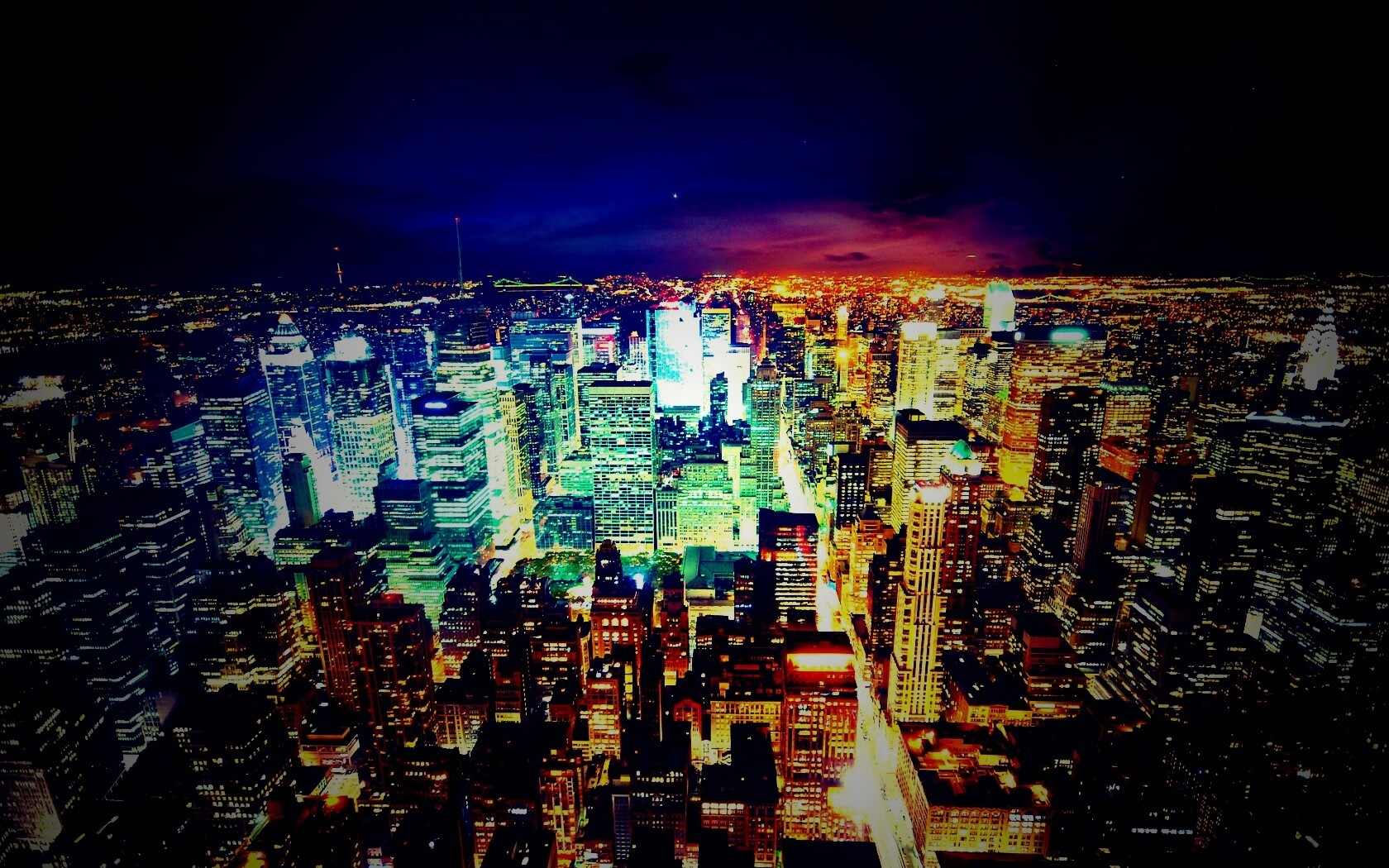 Вид на ночной Нью-Йорк обои