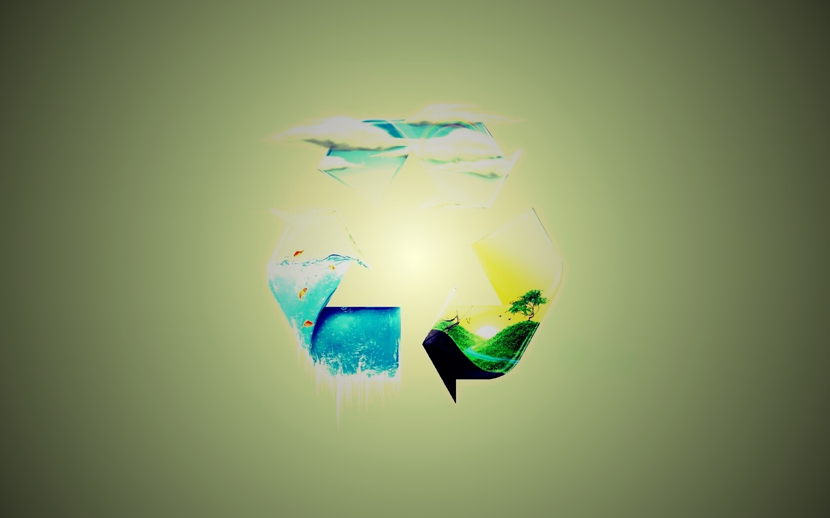 Круговорот воды в природе в значке переработки обои