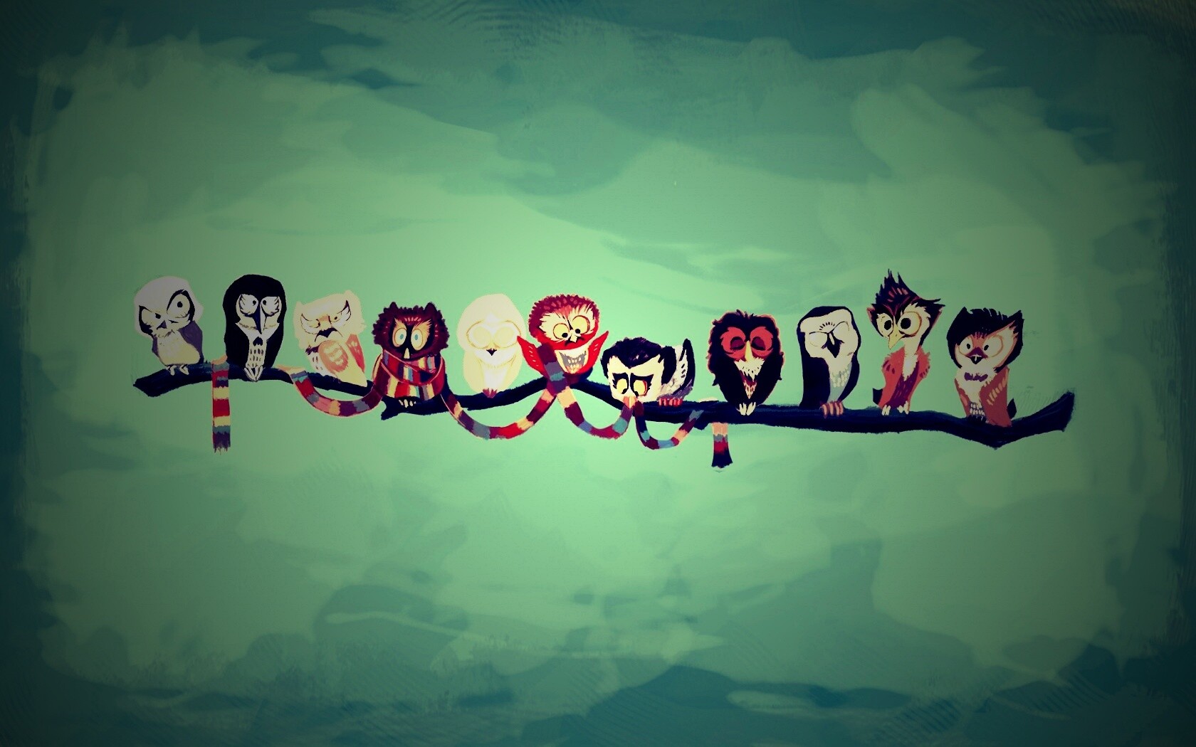 Совы на ветке обои