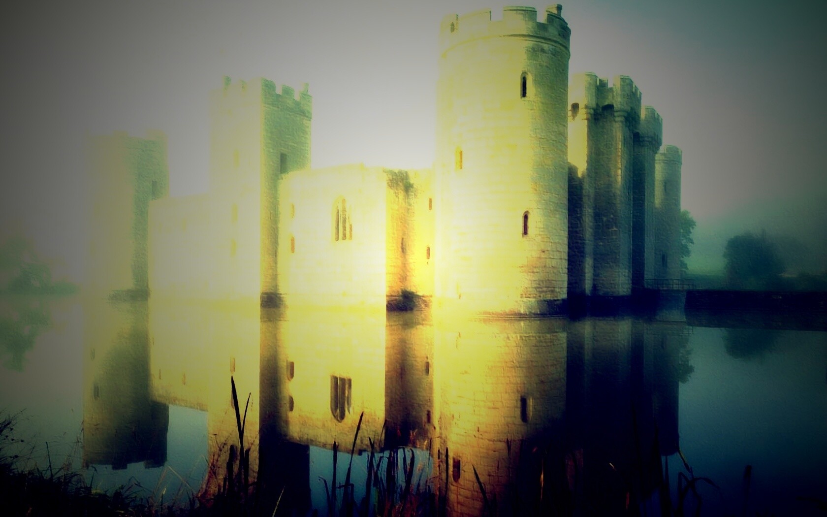 Замок на озере обои