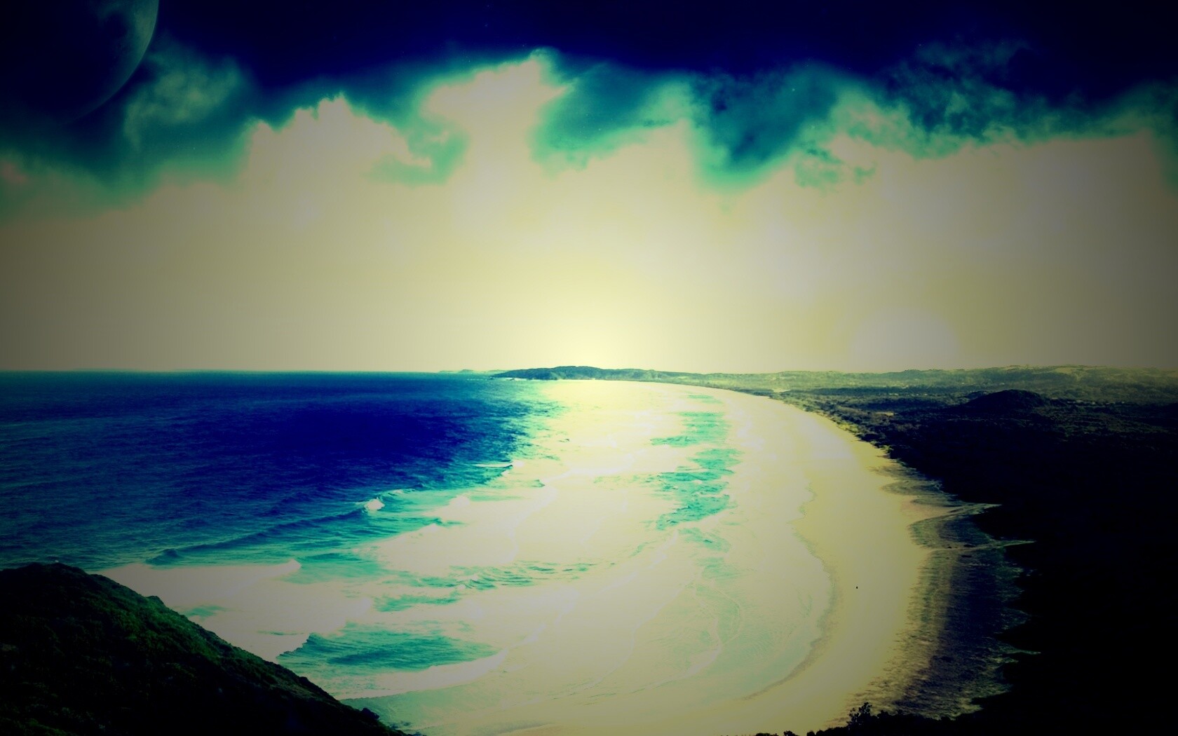 Берег до горизонта обои