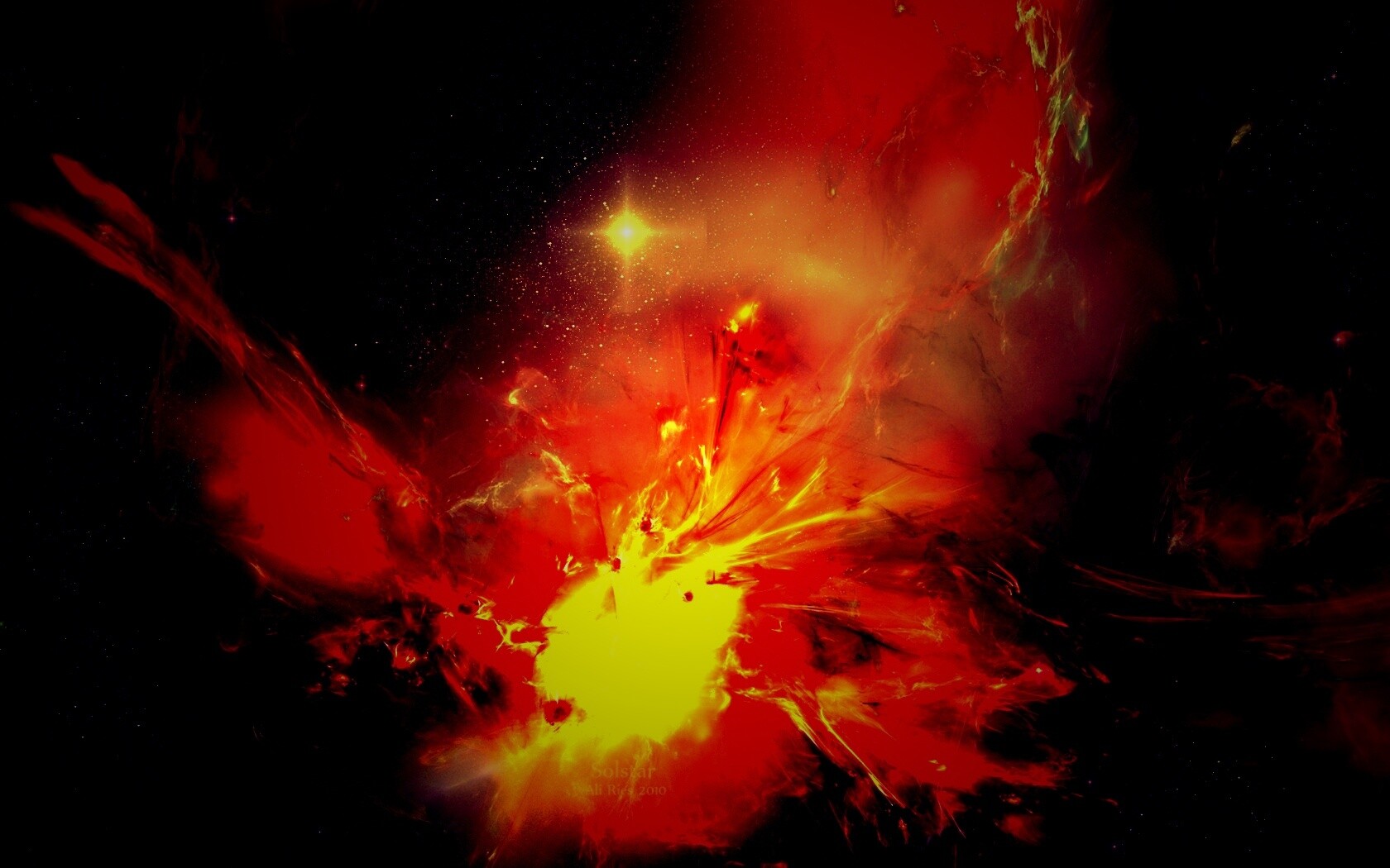 Туманность в красно-жёлтых тонах обои