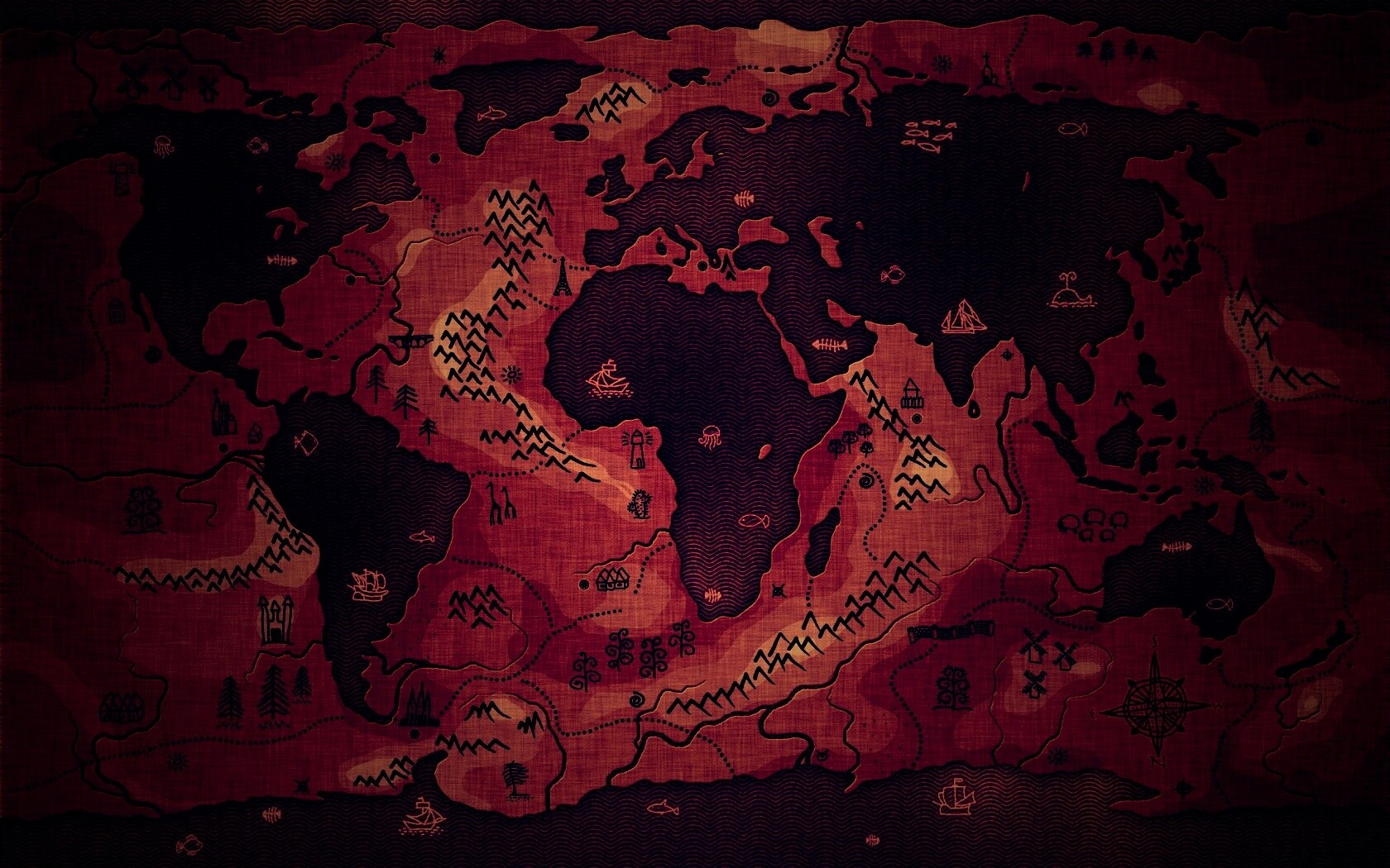 Карта мира наоборот обои