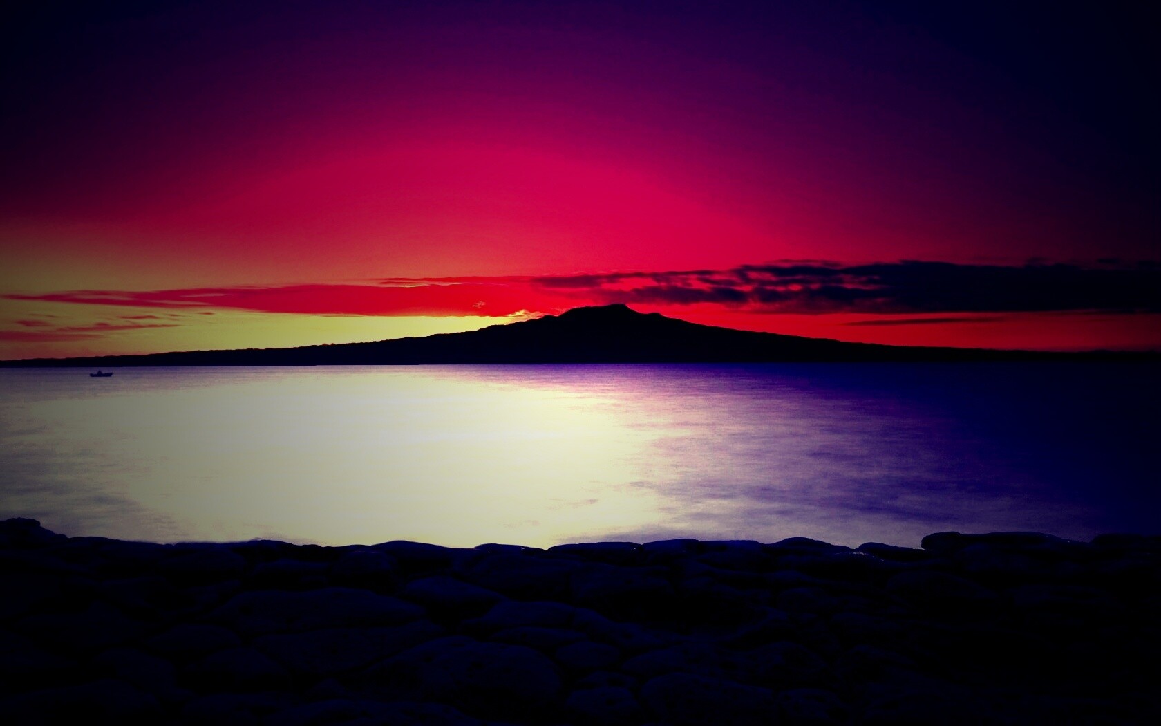 Закат за островом Рангитото обои