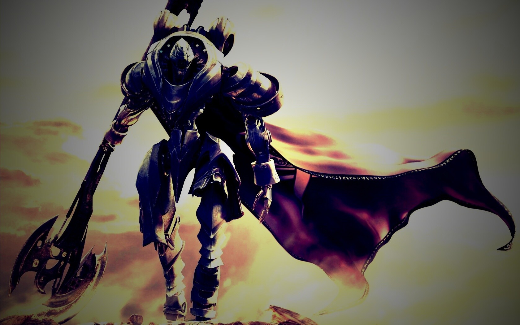 Боевой робот с топором в руке обои