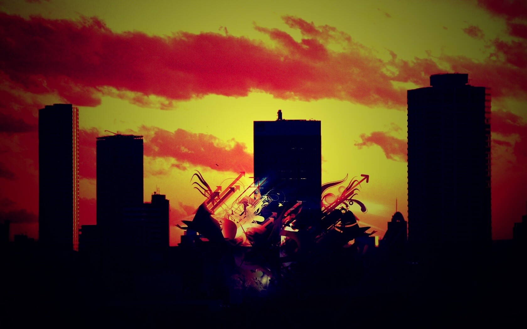 3D абстракция прямо в городе обои