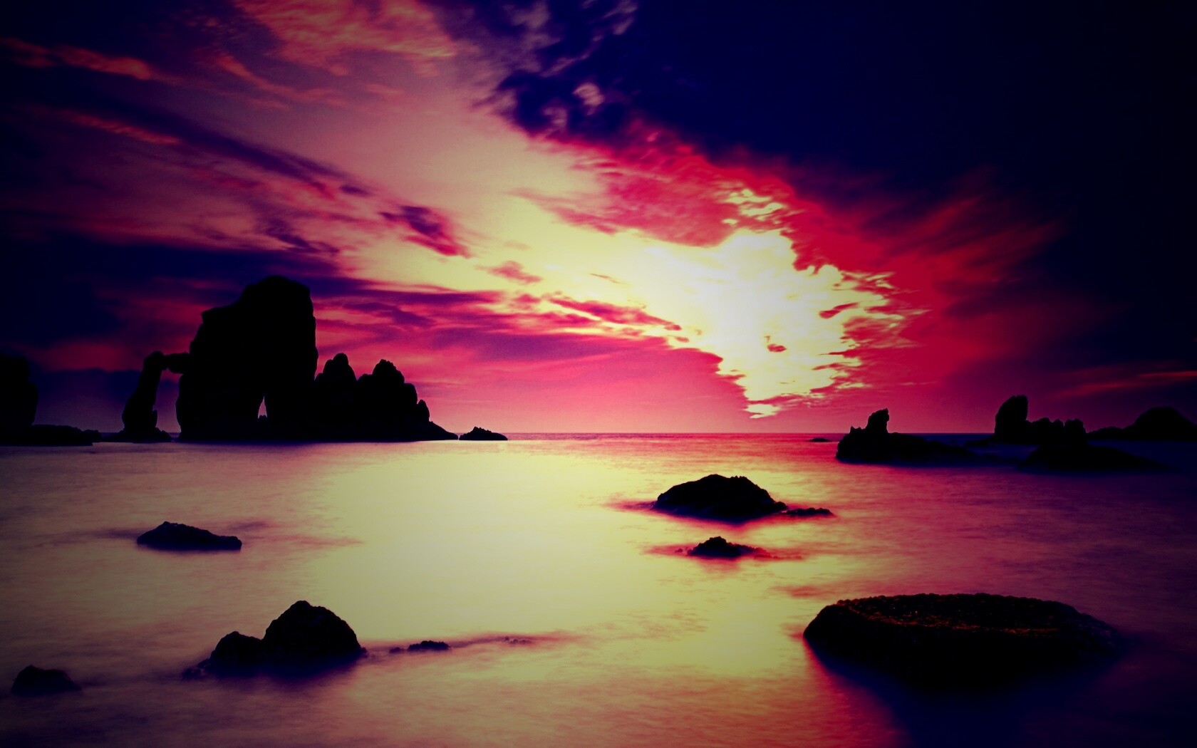 Закат на море обои