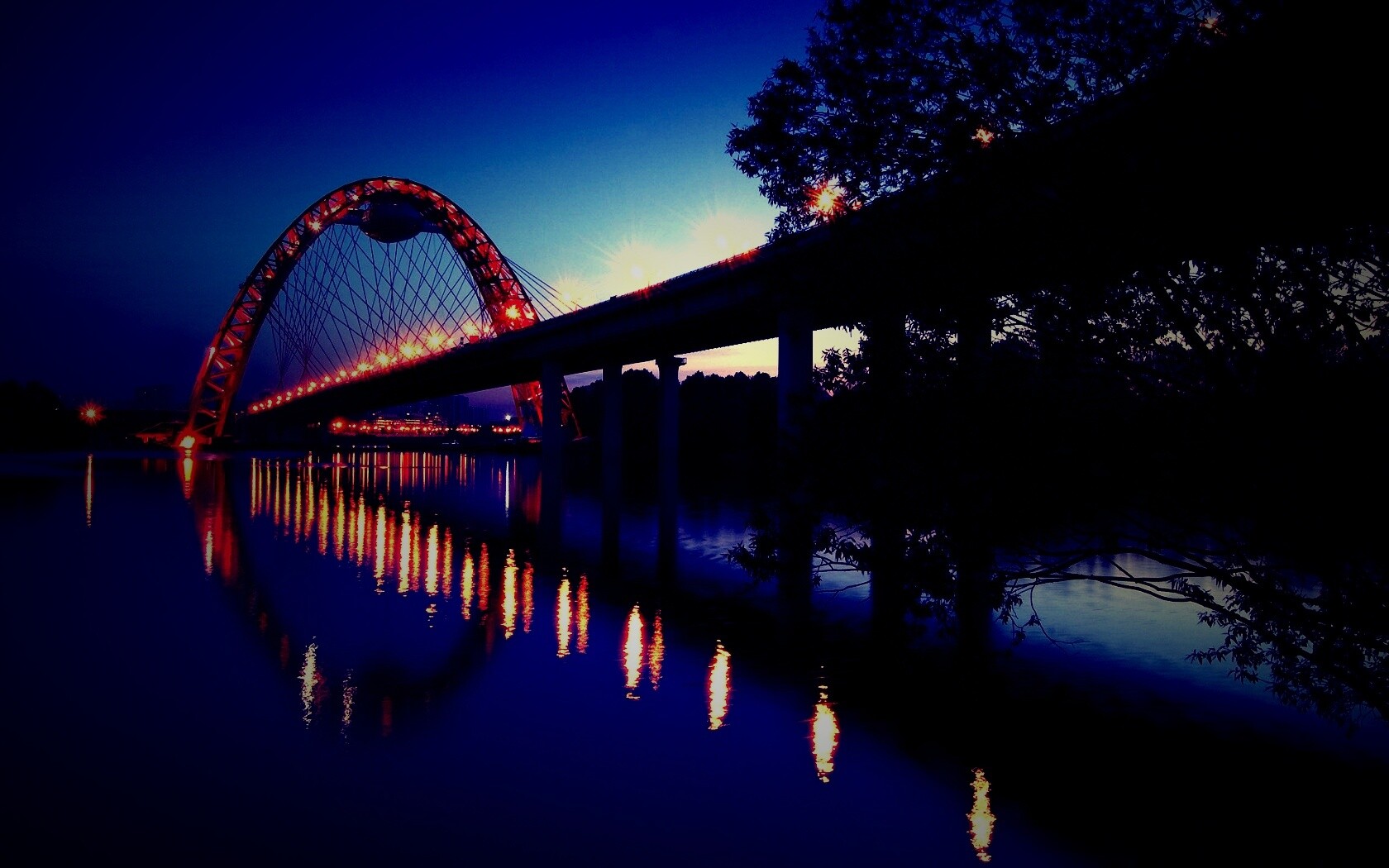 Мост в сумерках обои