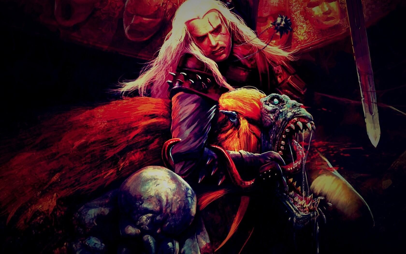 Ведьмак и монстр обои