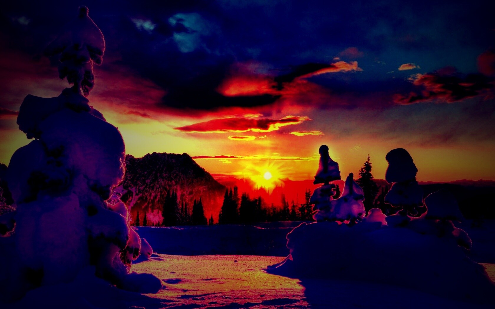 Зимнее солнце обои