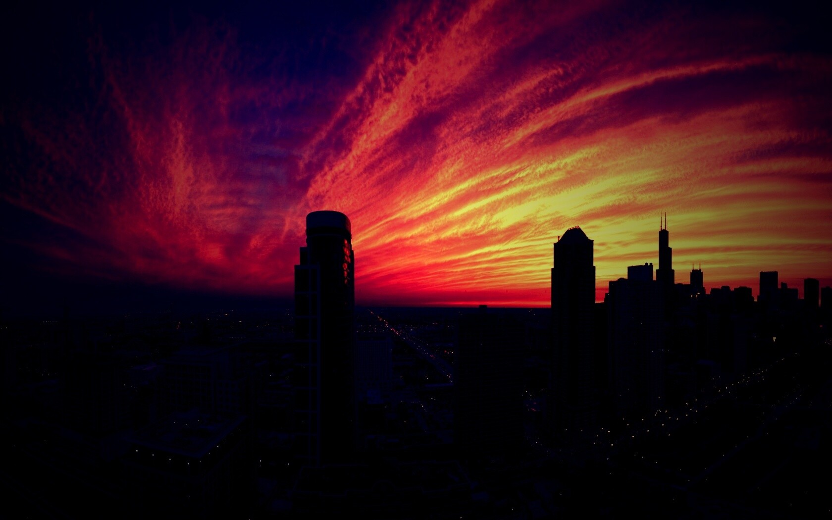 Сумерки в городе обои