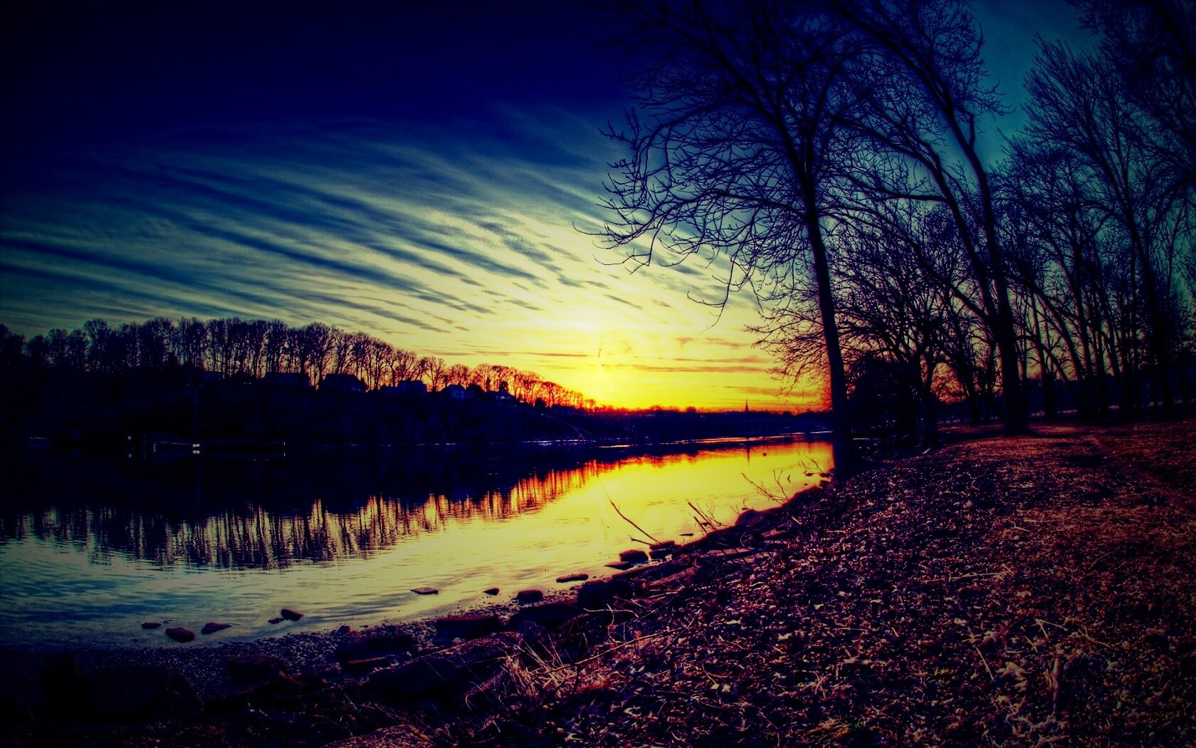 Осенний закат обои