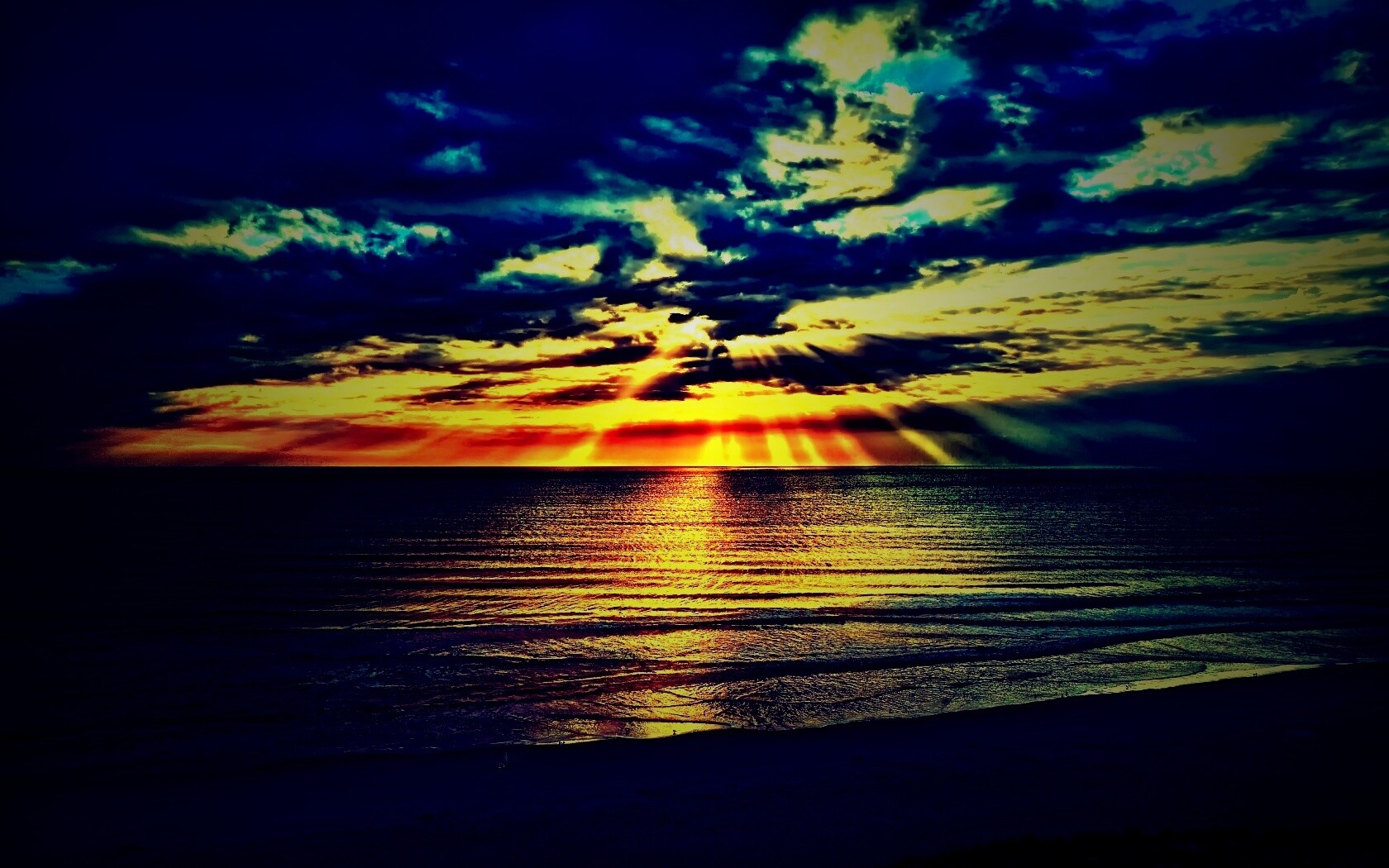 Красивый закатный берег обои