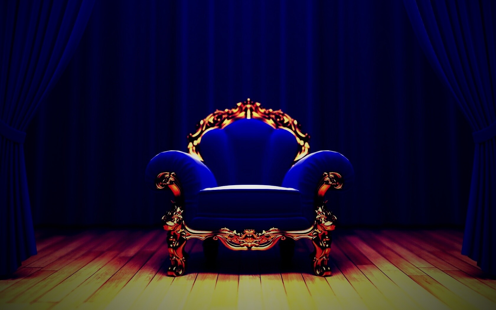 Королевское синее кресло обои