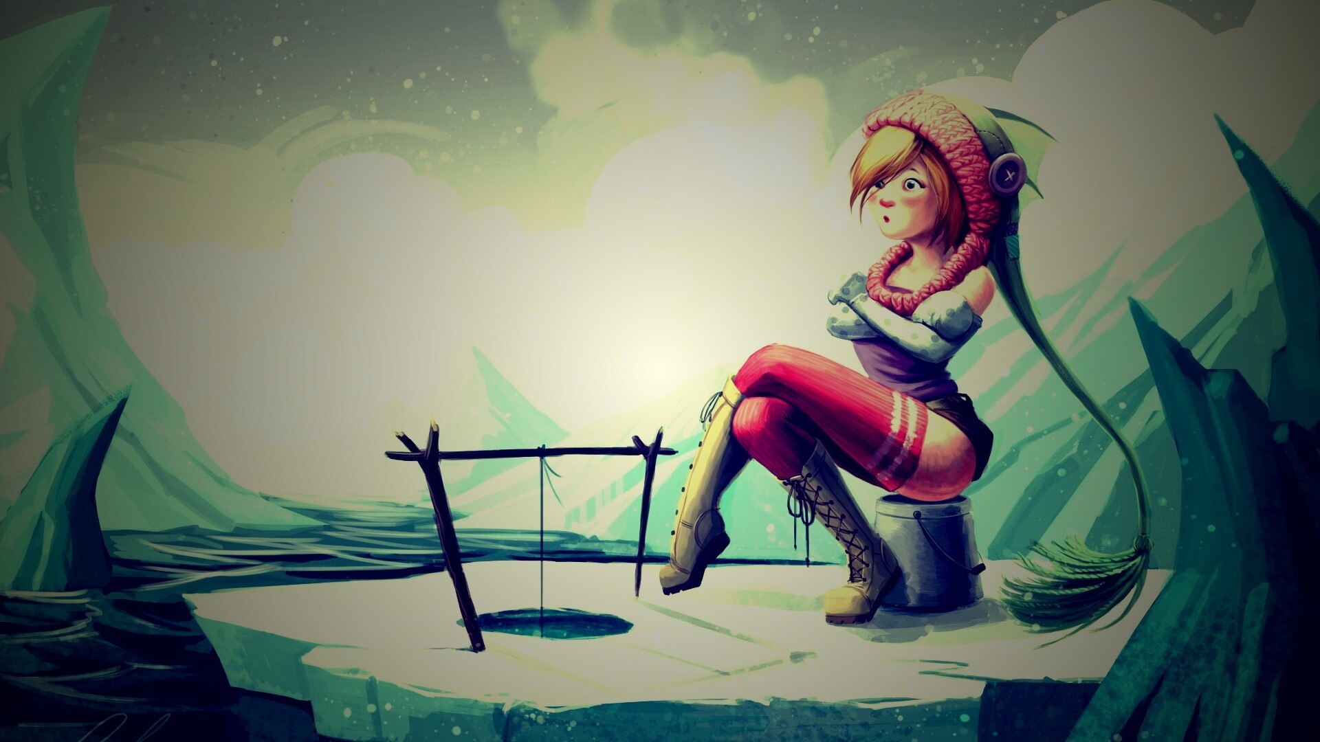 Тяготы зимней рыбалки обои