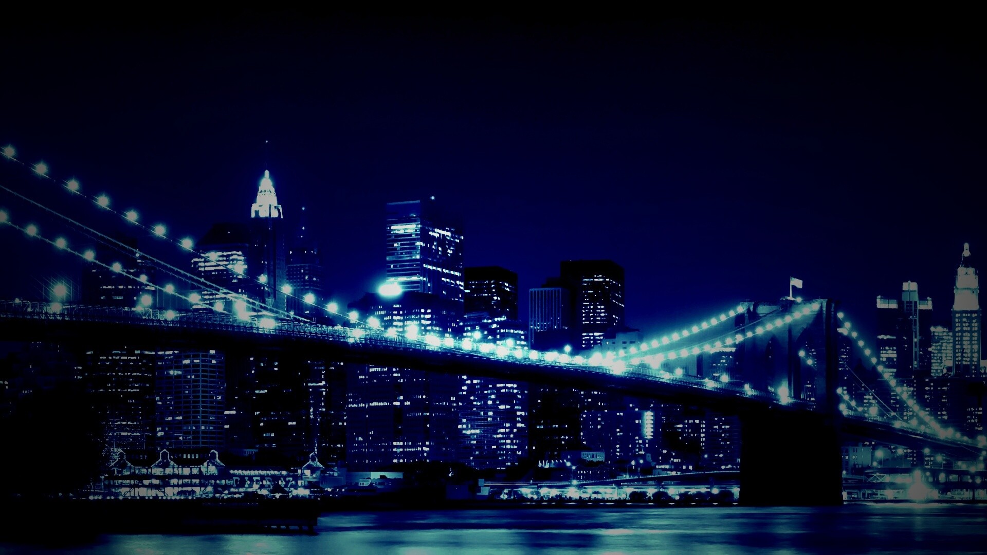 Вид на ночной Нью-Йорк обои