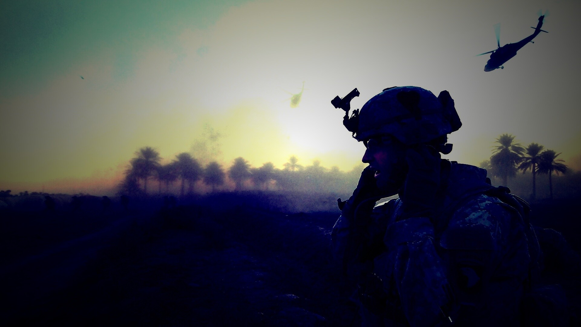 СОлдат во время боевых действий обои