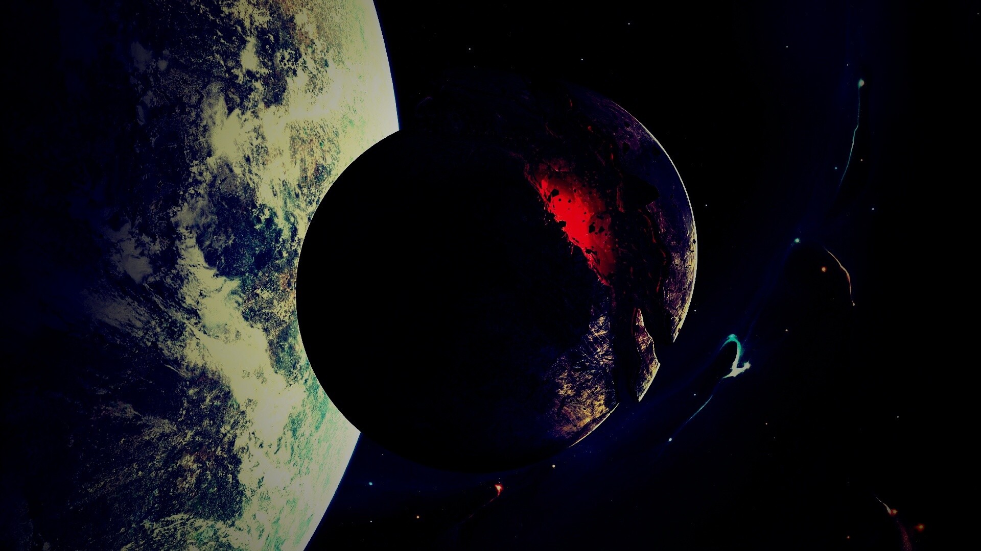 Спутник раскалывается пополам обои