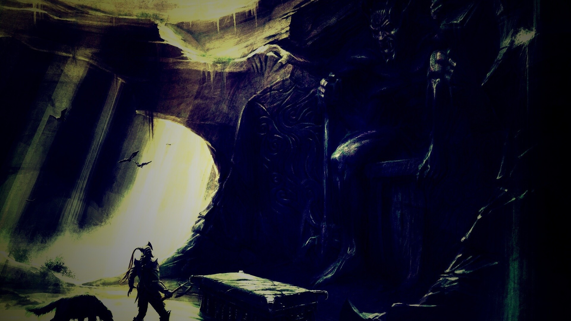 Довакин и Барбас в святилище Клавикуса Вайла обои