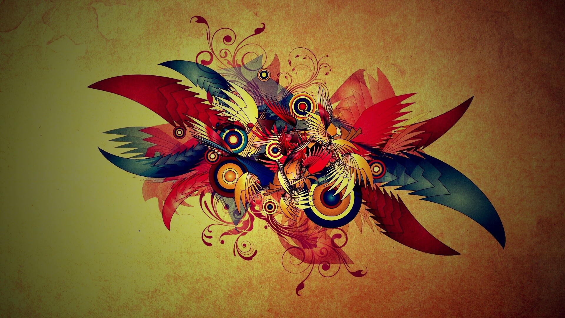 Перья и круги обои