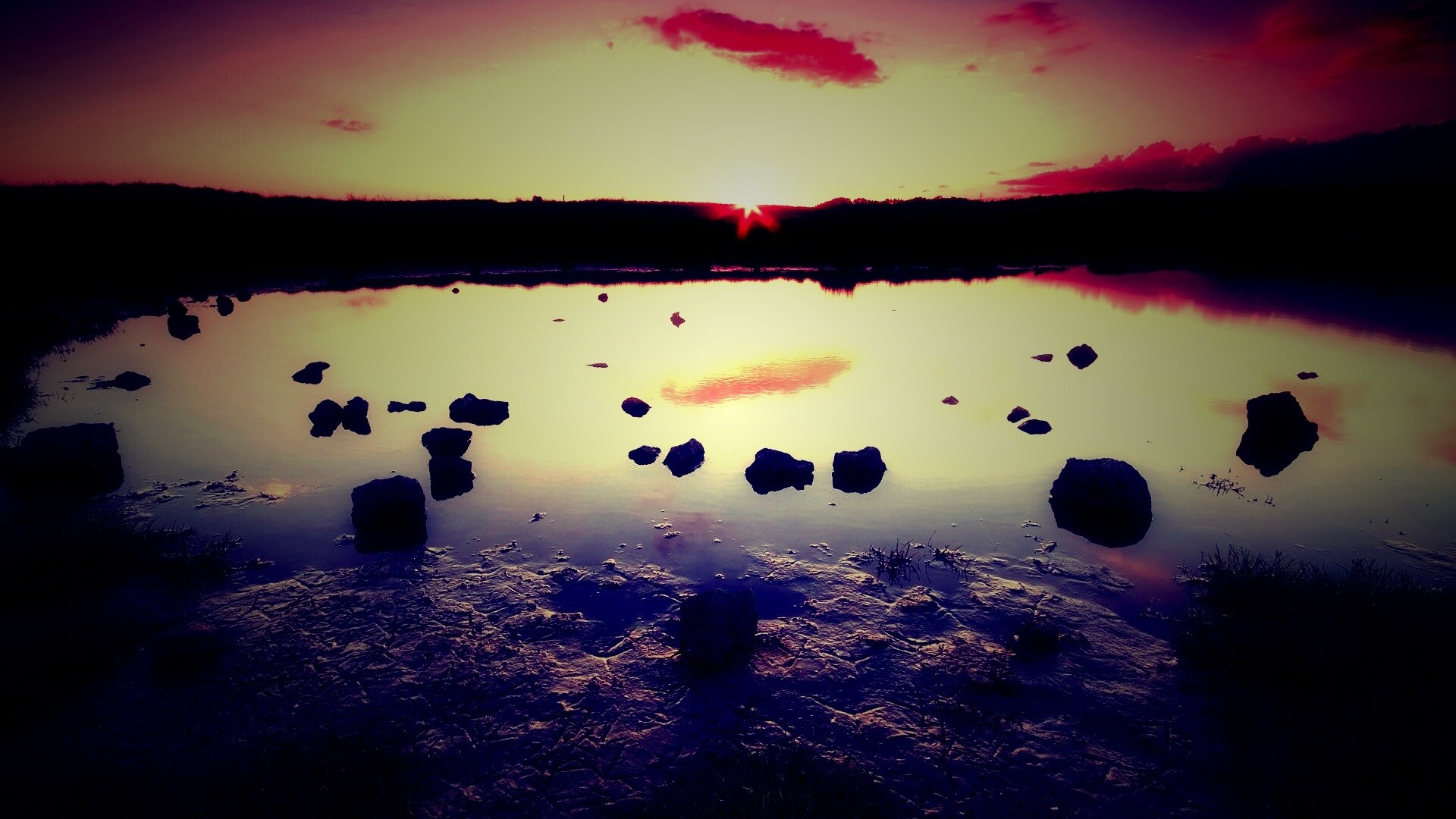 Обмелевшее озеро в Новой Зеландии обои