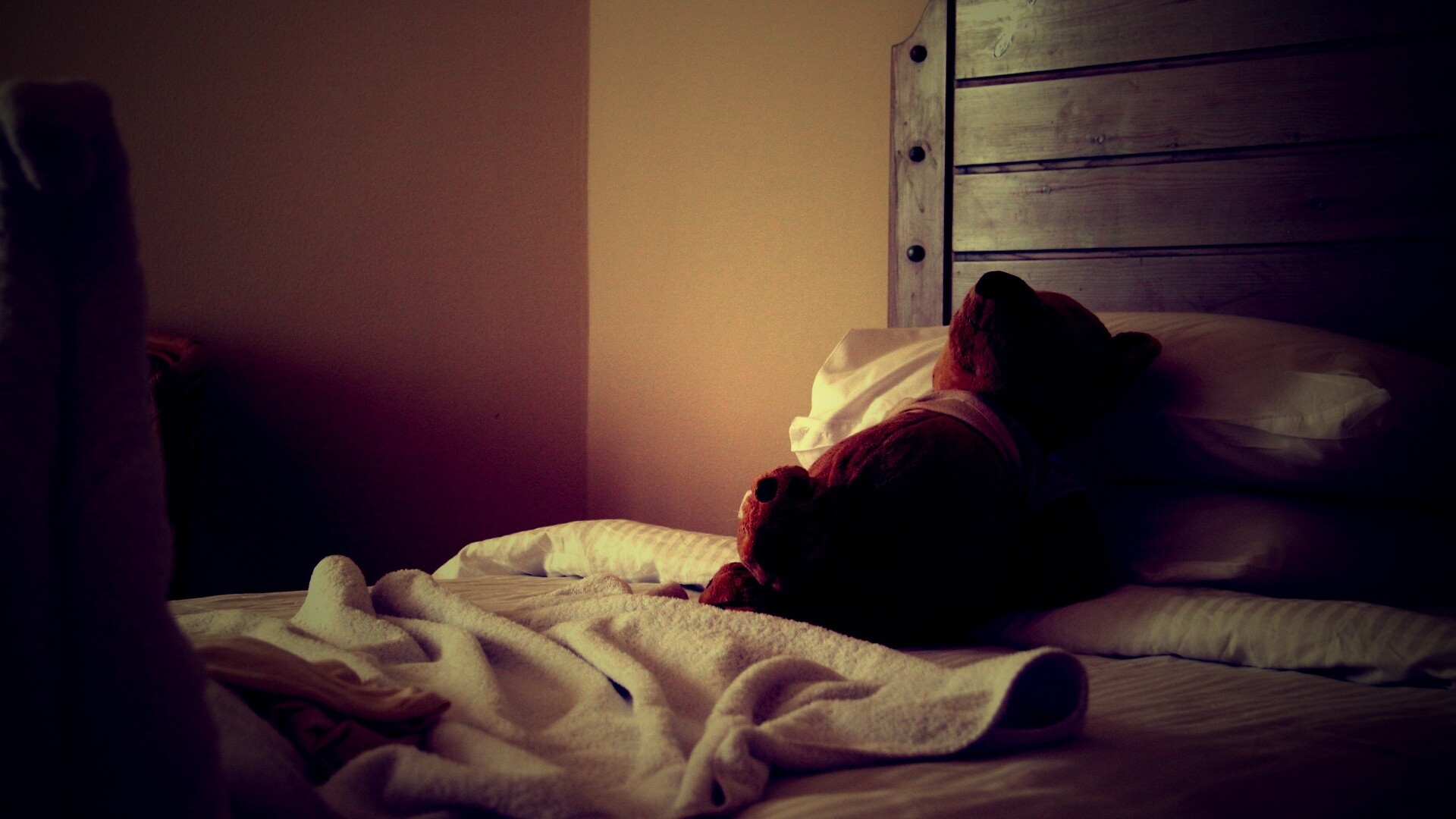 Медвежонок в постели обои