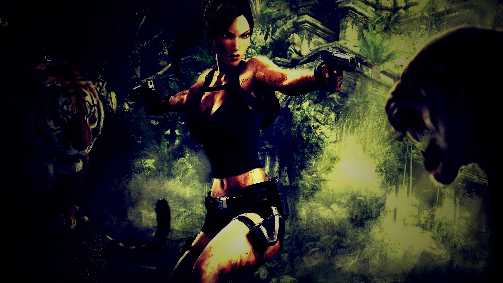 Лара Крофт протв тигров обои