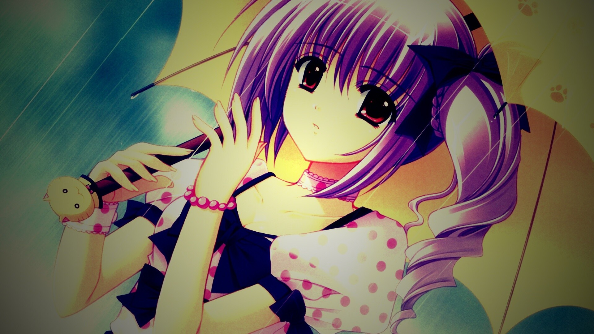 Девочка с зонтиком обои