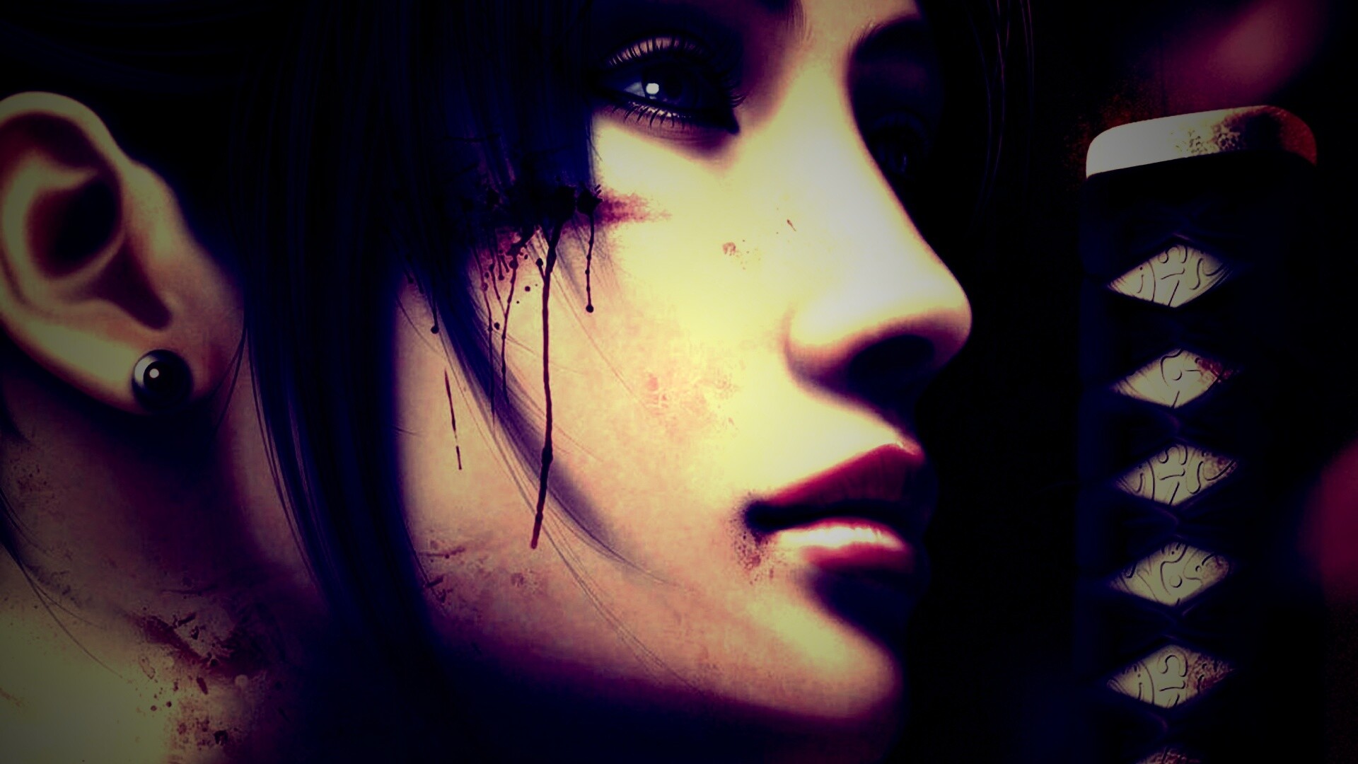 Японка с катаной обои