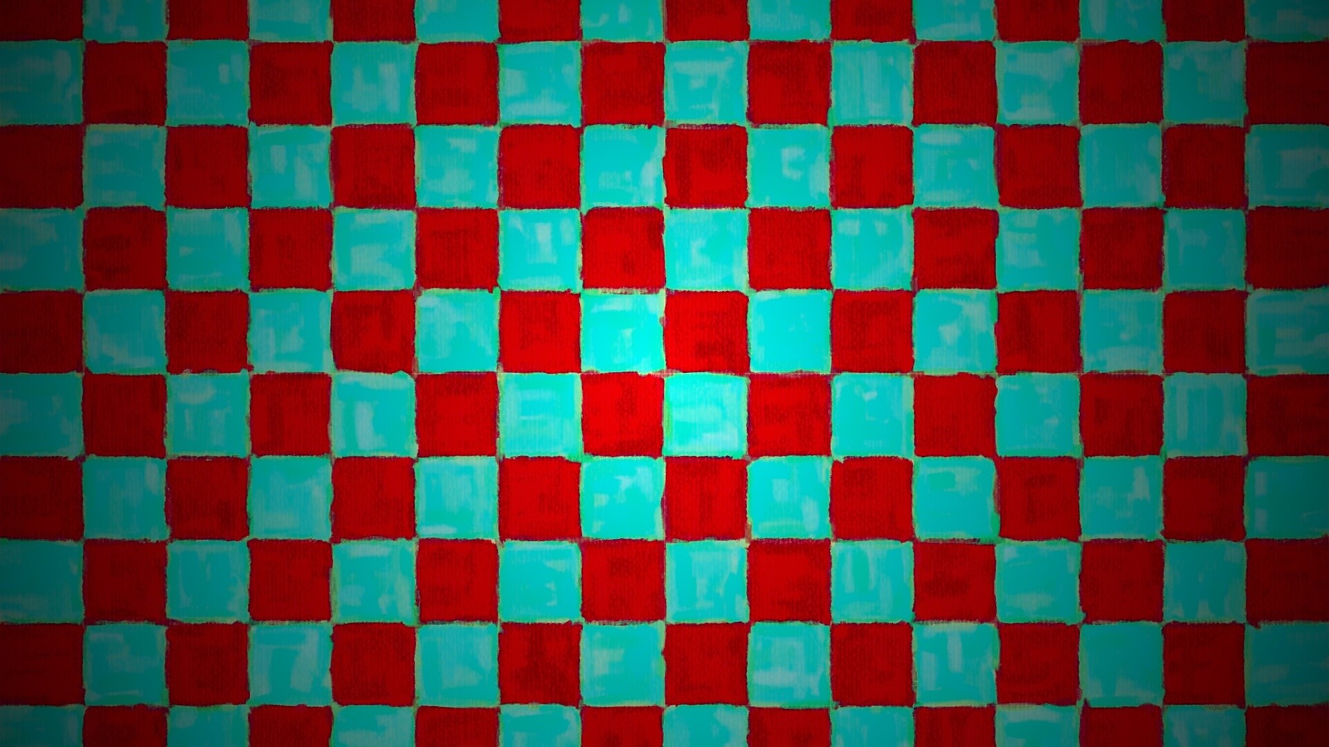 Рисованные красно-голубые клетки обои