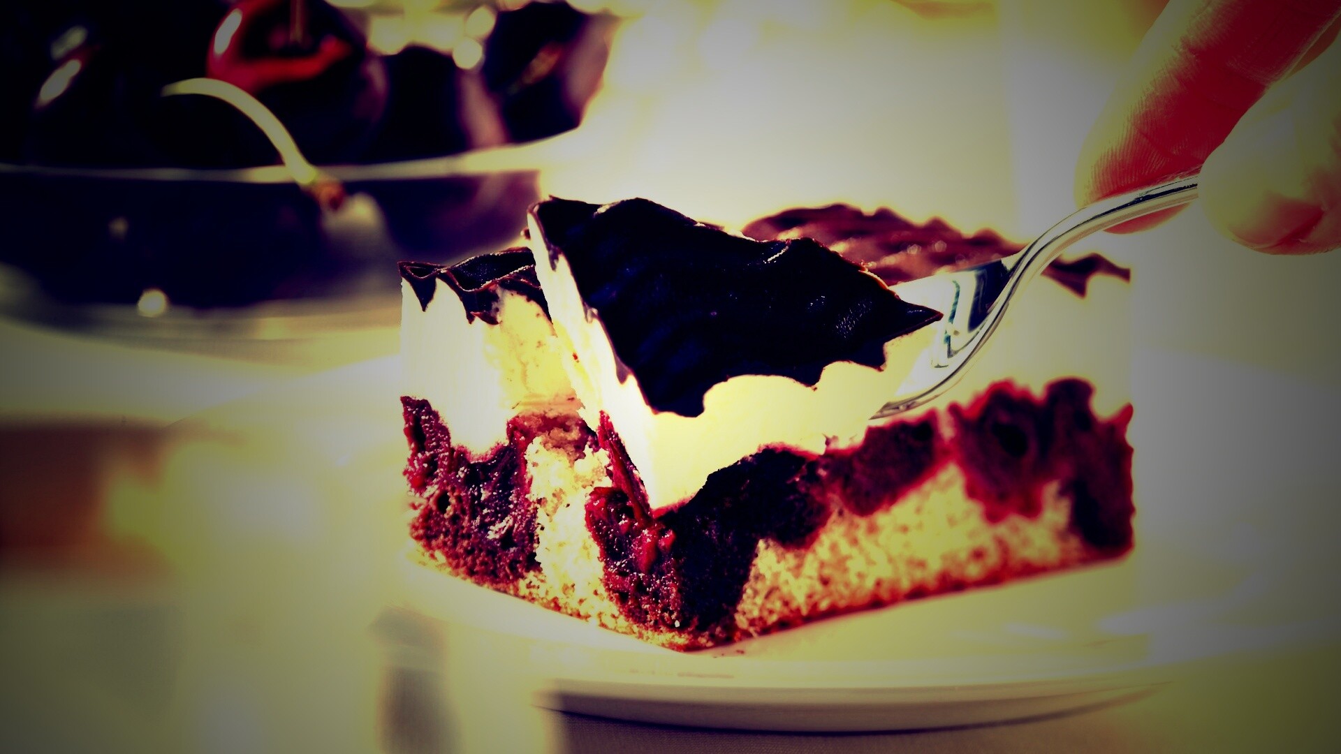 Вишневое пирожное обои