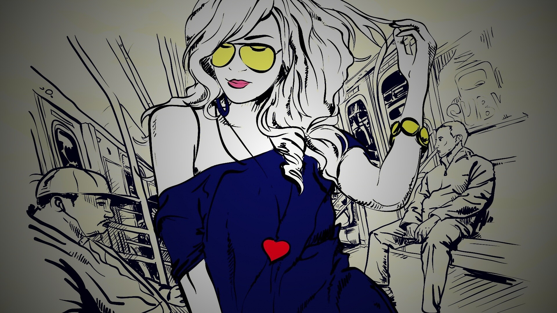 Стильная девушка в метро обои