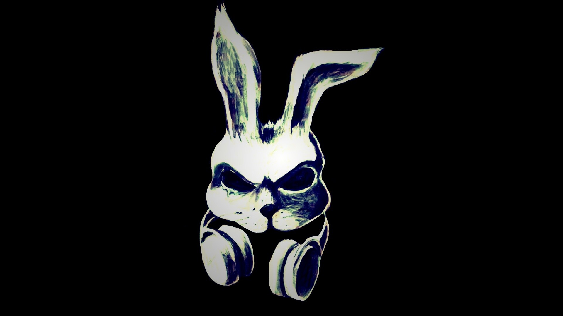 Кролик в наушниках обои