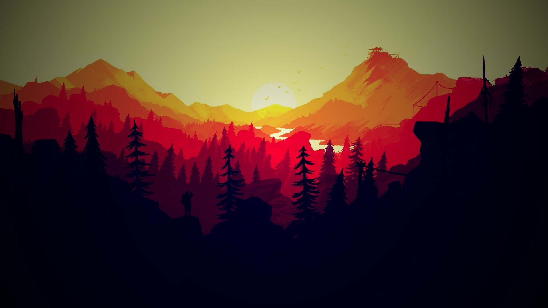 Красный Firewatch обои