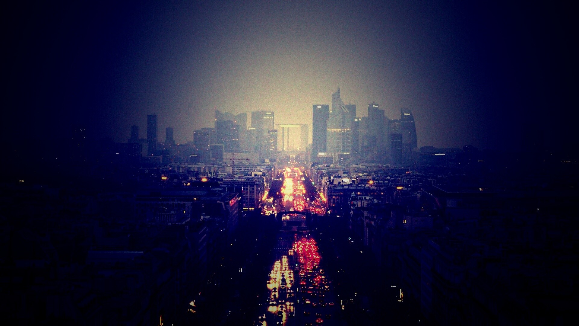 Ночной город в тумане обои