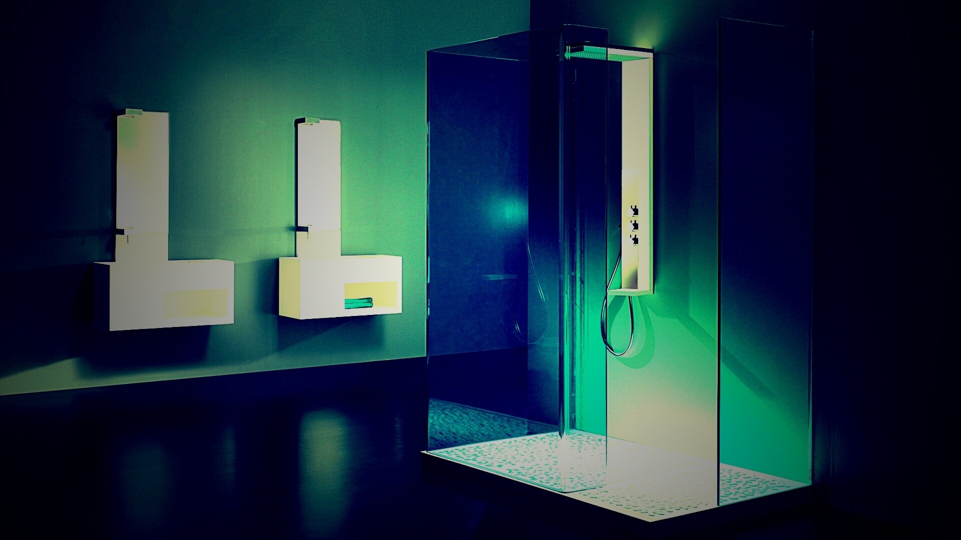 Ванная комната в стиле hi tech обои