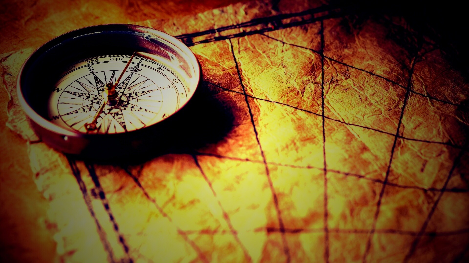 Компас и старая карта обои